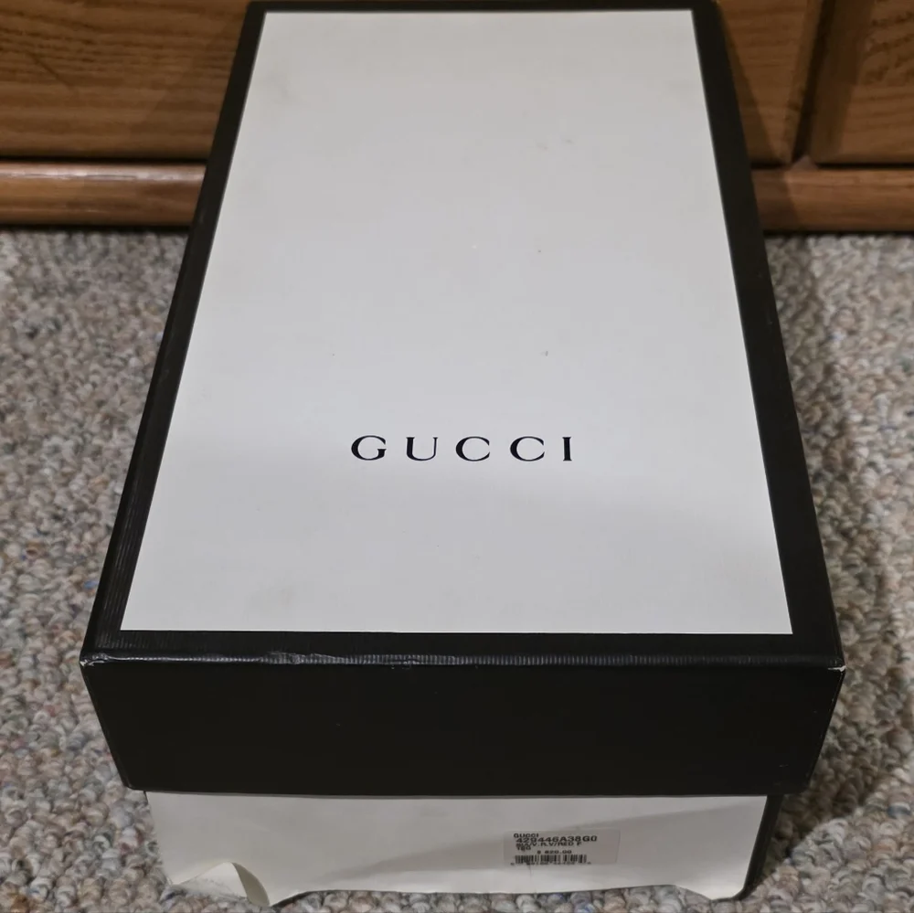 Gucci Ace White Leather Sneakers W/ Bee, Webb Red And Green Stripe M10.5/W11.5
